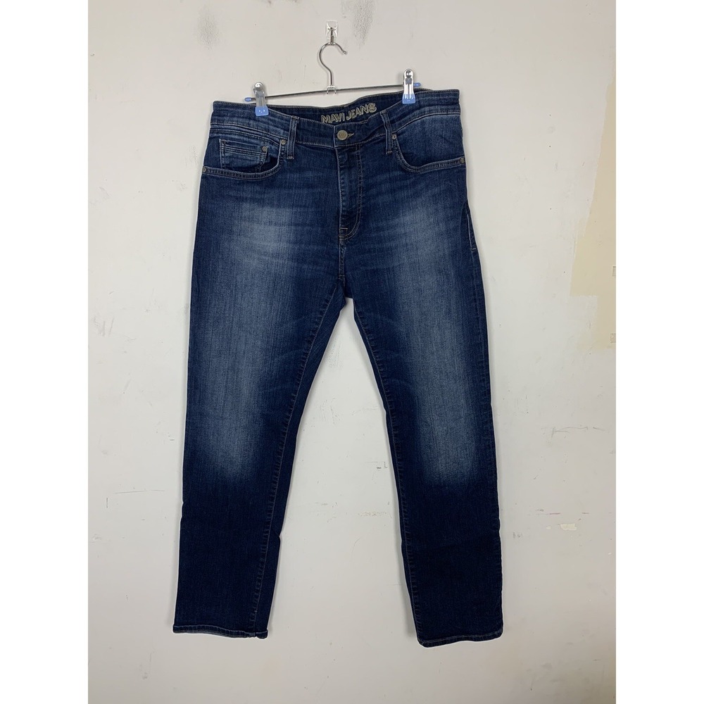 Mavi Men Jeans 36x34 Blue Denim Straight Dark Wash Stretch Mid Rise Cotton Blend